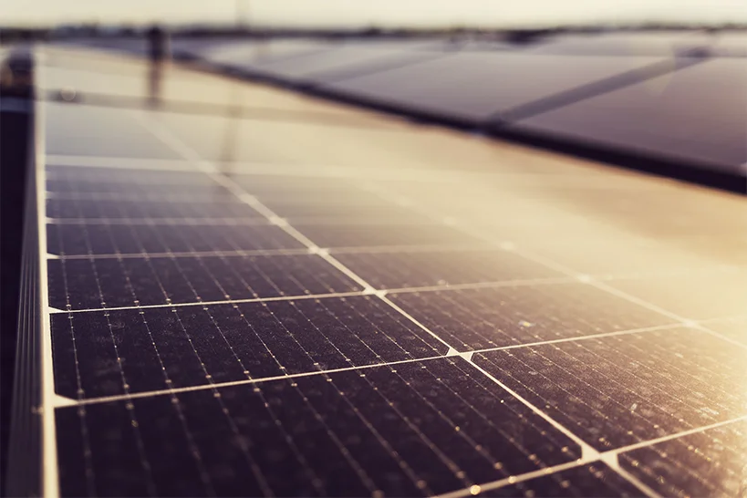 Up close photo of a solar panel.